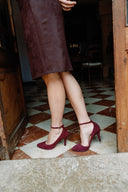 Obcasy Vivienne burgundowy zamsz - 48h