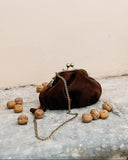 Small kiss-lock suede bag - chocolate brown (ships in 48h)