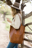 Torba shopper brąz krokodyl