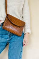 Torba listonoszka brąz krokodyl - 48h