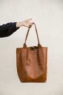 Torba shopper brąz krokodyl