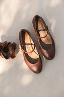 Mary-Jane Ballerinas, Nussbraun - 48 Std.