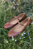 Mary-Jane Ballerinas, Nussbraun - 48 Std.