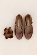Mary-Jane Ballerinas, Nussbraun - 48 Std.
