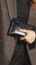 Schwarze Mehrzweck-Clutch aus Krokodilleder