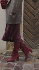 Small burgundy suede bag with clasp - 48h