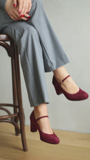 Aurelia Burgundy Suede Heels 