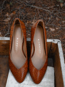 Baleriny Audrey brąz krokodyl