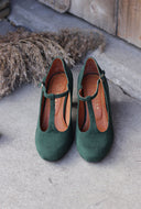 Obcasy Astrid zielony zamsz