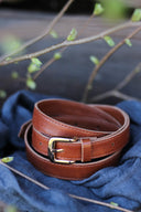 Pasek koniakowy brąz