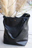 Torba shopper czarny krokodyl - wysyłka 48h