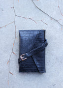 Schwarze Mehrzweck-Clutch aus Krokodilleder