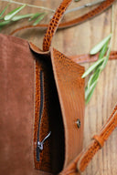 Torba listonoszka brąz krokodyl