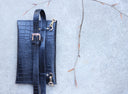 Schwarze Mehrzweck-Clutch aus Krokodilleder