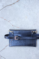 Schwarze Mehrzweck-Clutch aus Krokodilleder