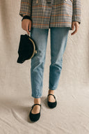 Baleriny Mary-Jane czarny zamsz