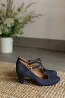 Astrid marineblaue Wildlederpumps 