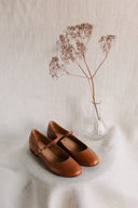 Mary-Jane Ballet Flats in Cognac Brown
