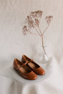 Mary-Jane Ballerinas, Cognacbraun - 48 Std.