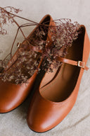 Mary-Jane Ballerinas, Cognacbraun - 48 Std.