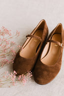 Mary-Jane-Ballerinas aus Wildleder in Zigarrenfarbe