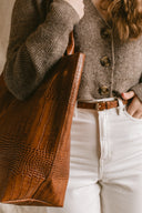 Torba shopper brąz krokodyl