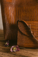 Torba listonoszka brąz krokodyl